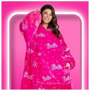 Rare Barbie hot pink oodie pullover Hooded sweatshirt wearable blanket snuggie